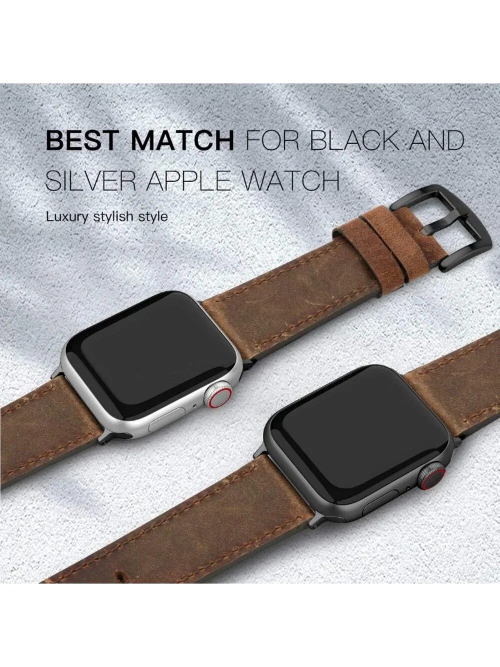 Vintage Genuine Leather Apple Watch Bands for 42mm-46mm, Unisex Replacement